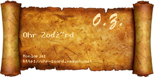 Ohr Zoárd névjegykártya